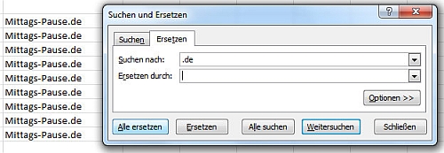 Ersetzen-Funktion bei Excel